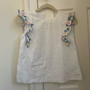 Girls white ruffle sleeve top